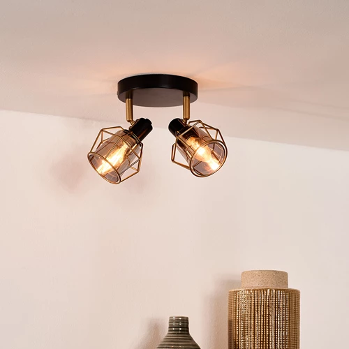 Lucide NILA - Ceiling spotlight - 2xE14 - Black - atmosphere 1